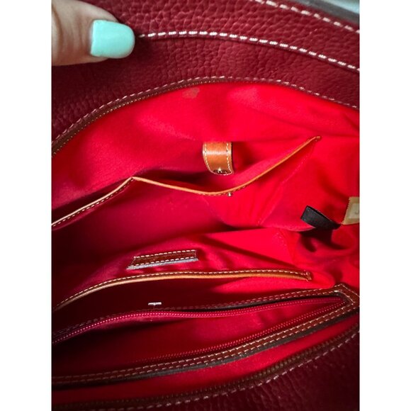 Dooney & Bourke Red Pebble Leather Tote Bag With Adjustable Straps & Interior Po - Picture 7 of 8
